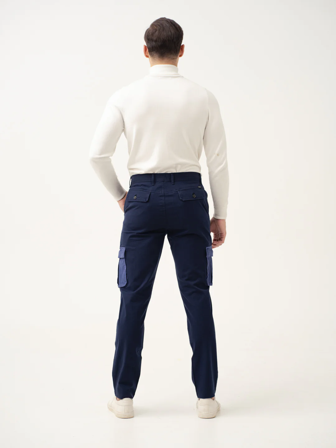 Navy Blue Cargo Corduroy Pants - Image 5