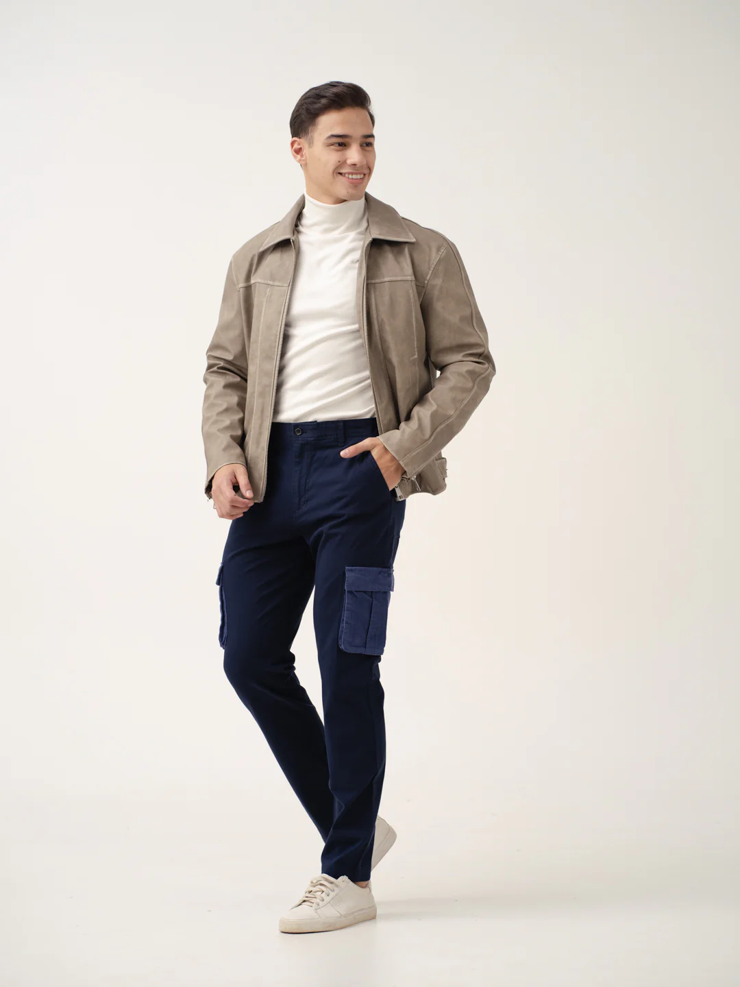 Navy Blue Cargo Corduroy Pants - Image 7