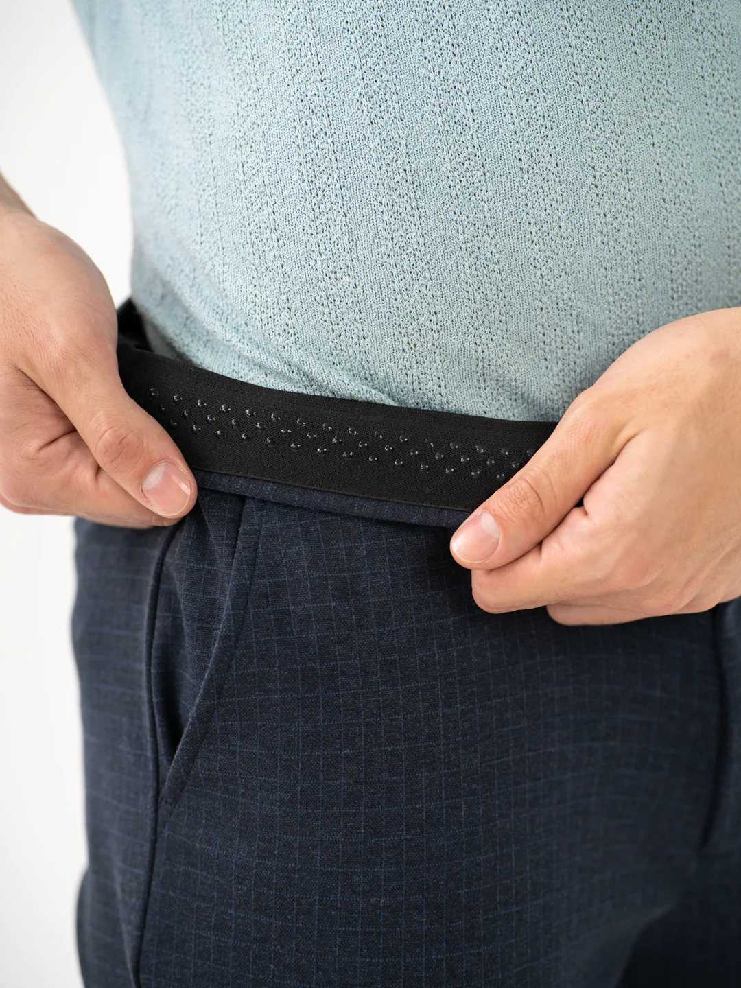 Navy Blue Checks Power-Stretch Pants - Image 4