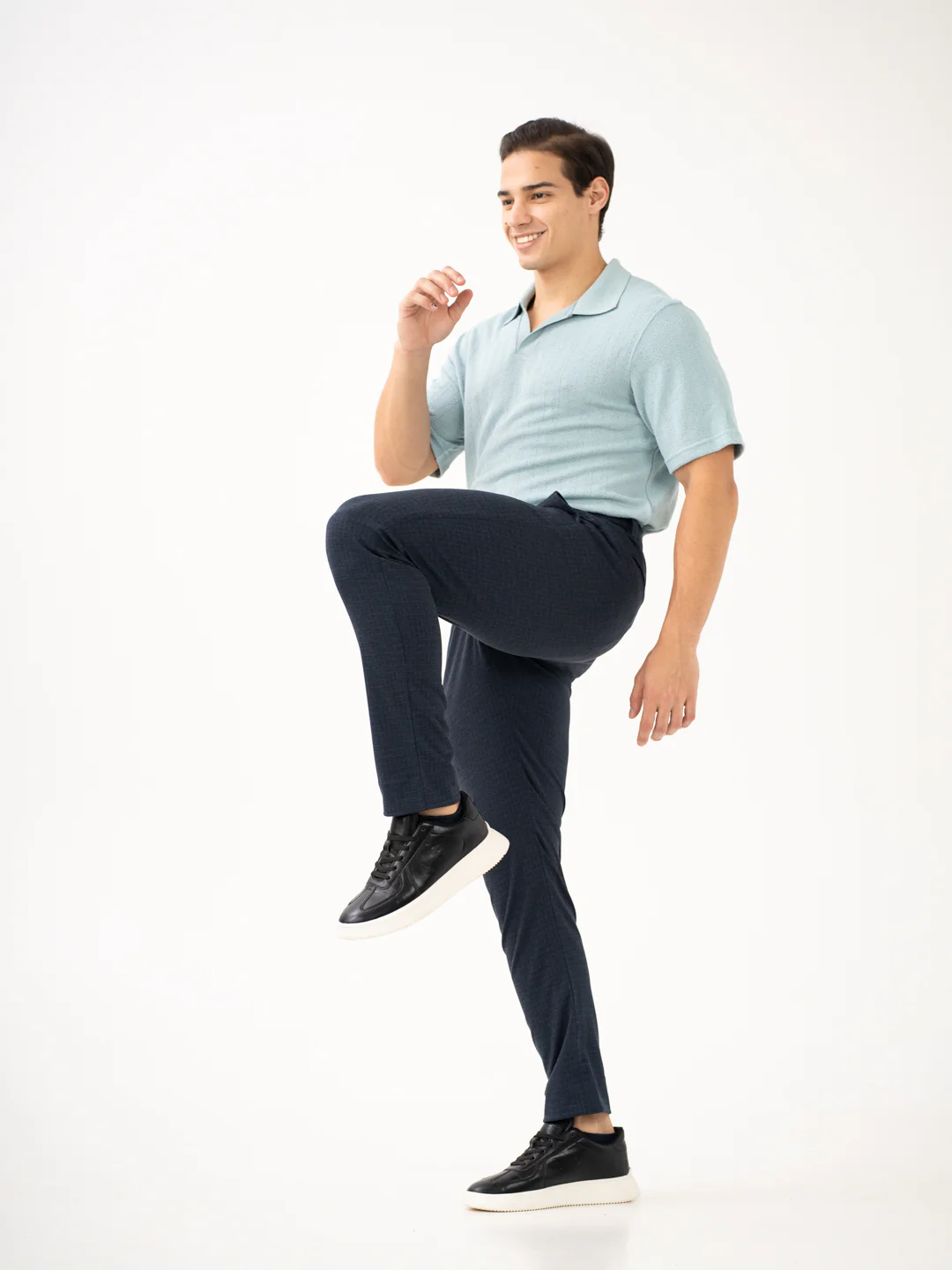 Navy Blue Checks Power-Stretch Pants - Image 5
