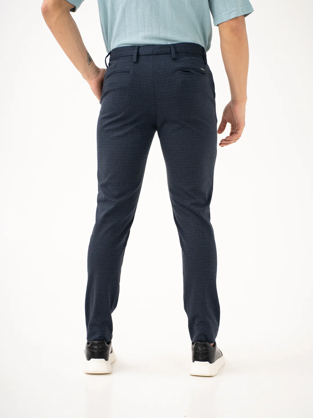 Navy Blue Checks Power-Stretch Pants - Image 7