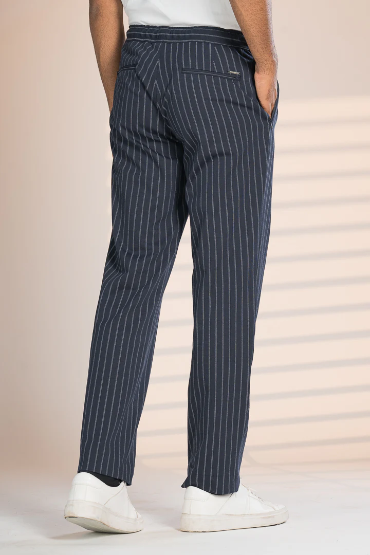 Navy Blue Pinstripe Power-Stretch Joggers - Image 8