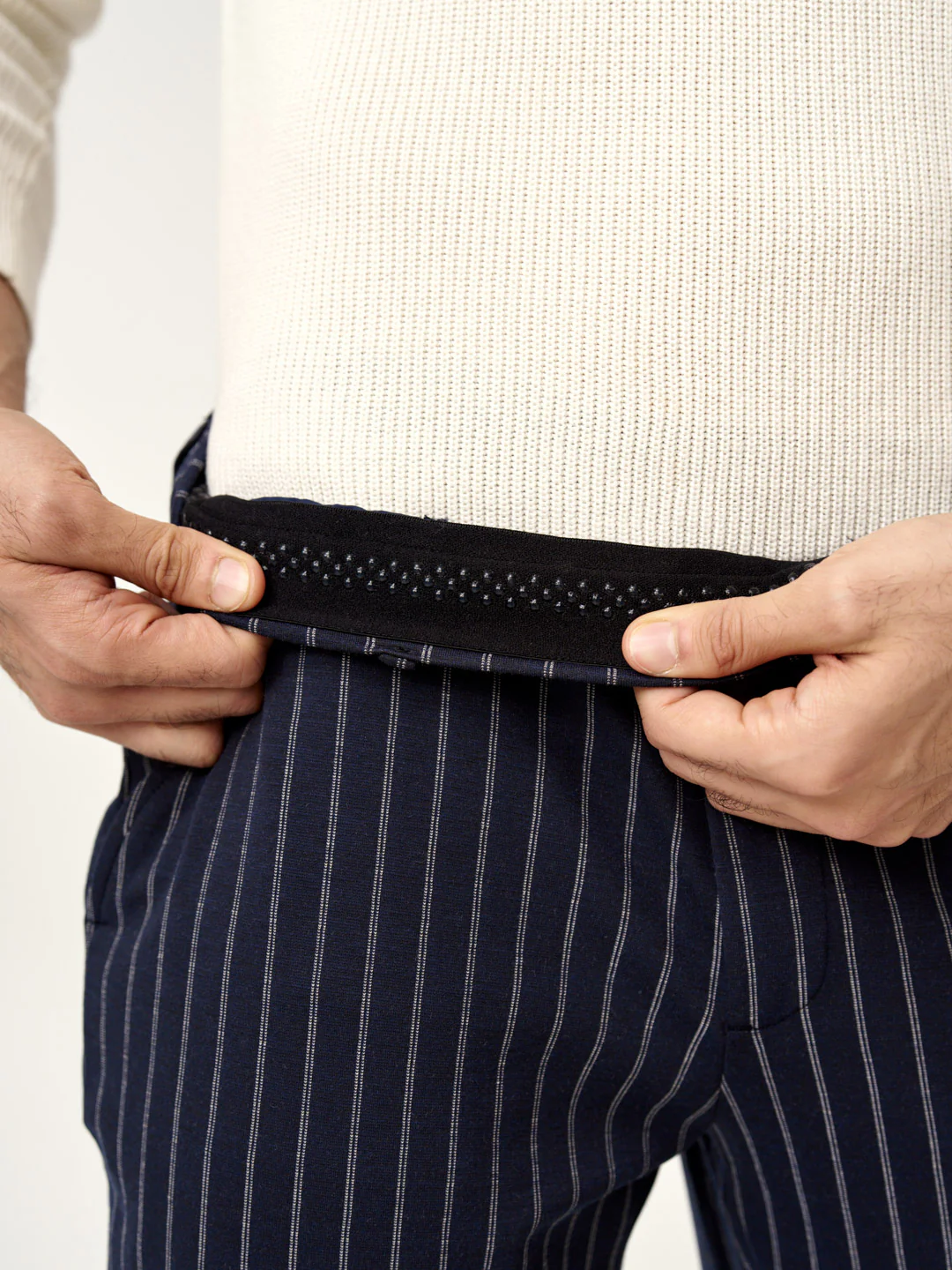 Navy Blue Pinstripe Power-Stretch Pants - Image 4
