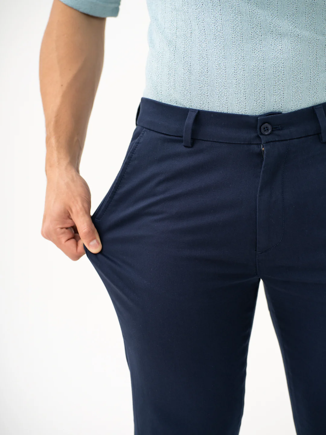 Rink Blue Slim Fit Stretch Chinos - Image 5