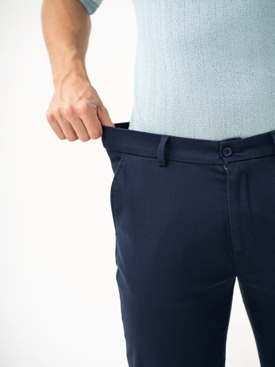 Rink Blue Slim Fit Stretch Chinos - Image 6