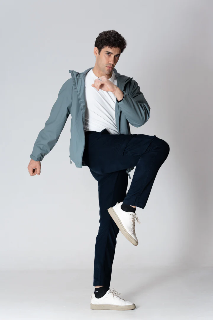 Navy Corduroy Stretch Cargo Pants - Image 3