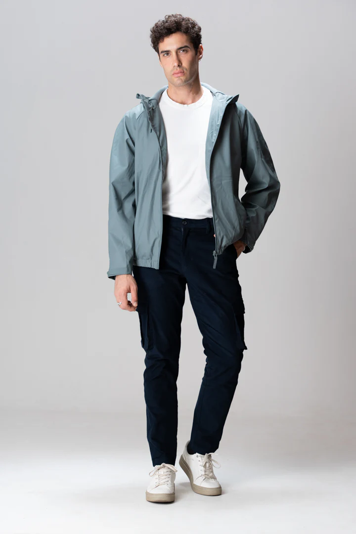 Navy Corduroy Stretch Cargo Pants - Image 8