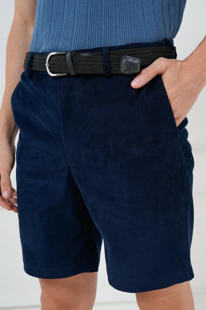 Navy Corduroy Stretch Chino Shorts - Image 4