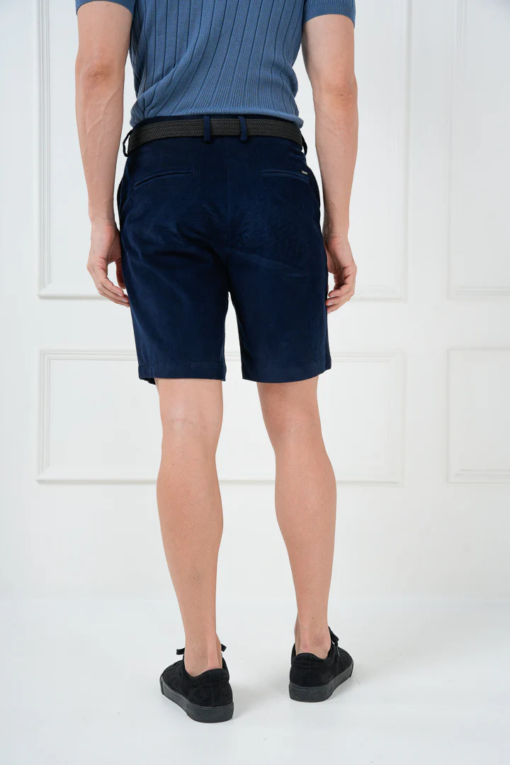 Navy Corduroy Stretch Chino Shorts - Image 6