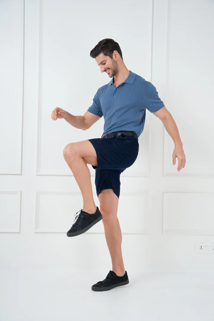Navy Corduroy Stretch Chino Shorts - Image 7