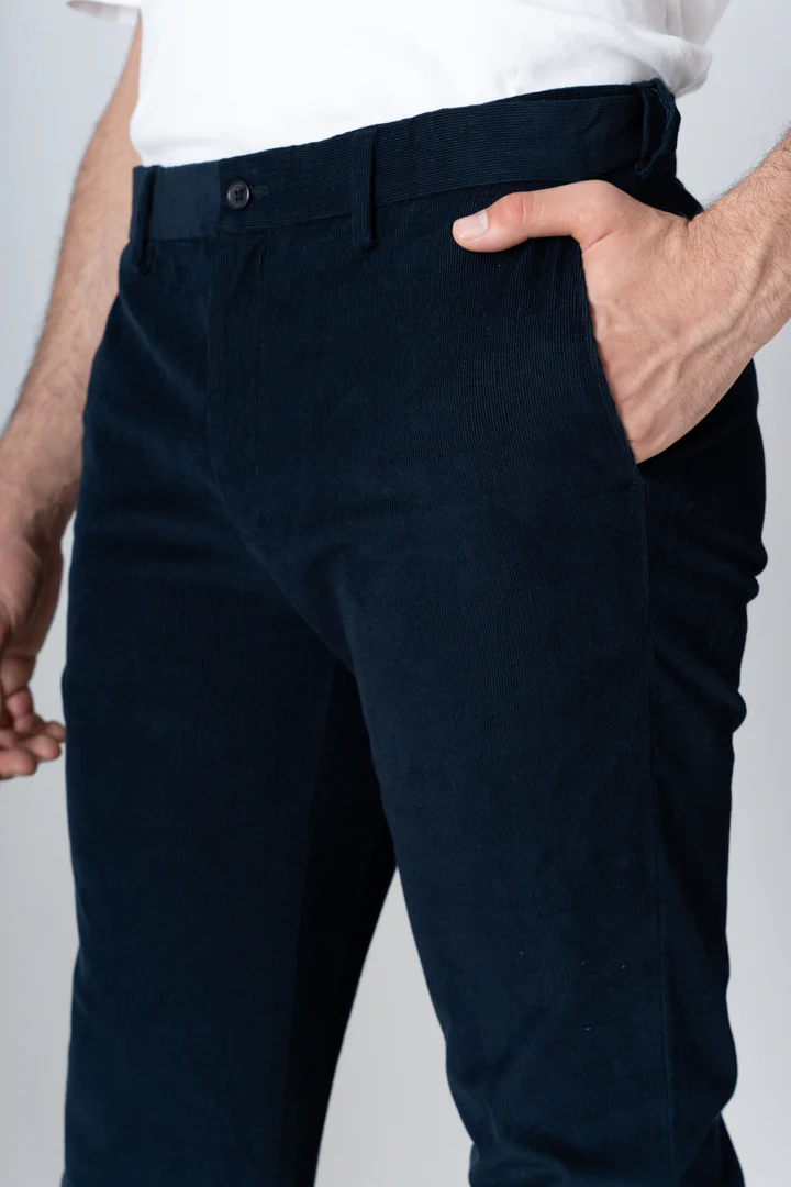 Navy Corduroy Stretch Pants - Image 3