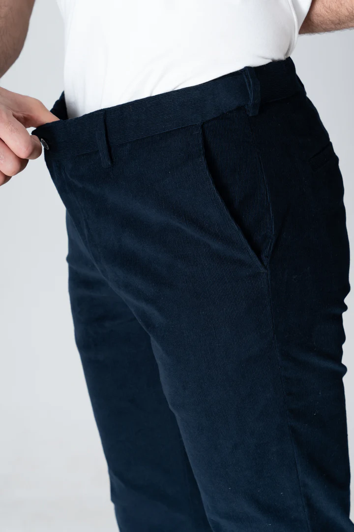 Navy Corduroy Stretch Pants - Image 4