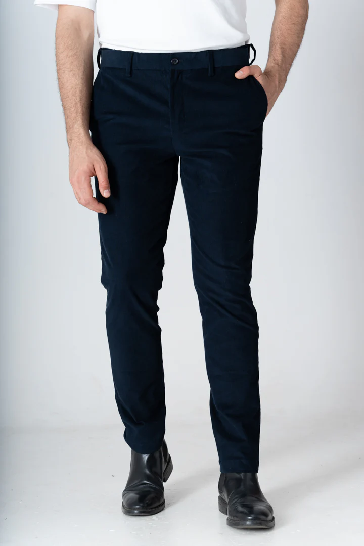 Navy Corduroy Stretch Pants - Image 5