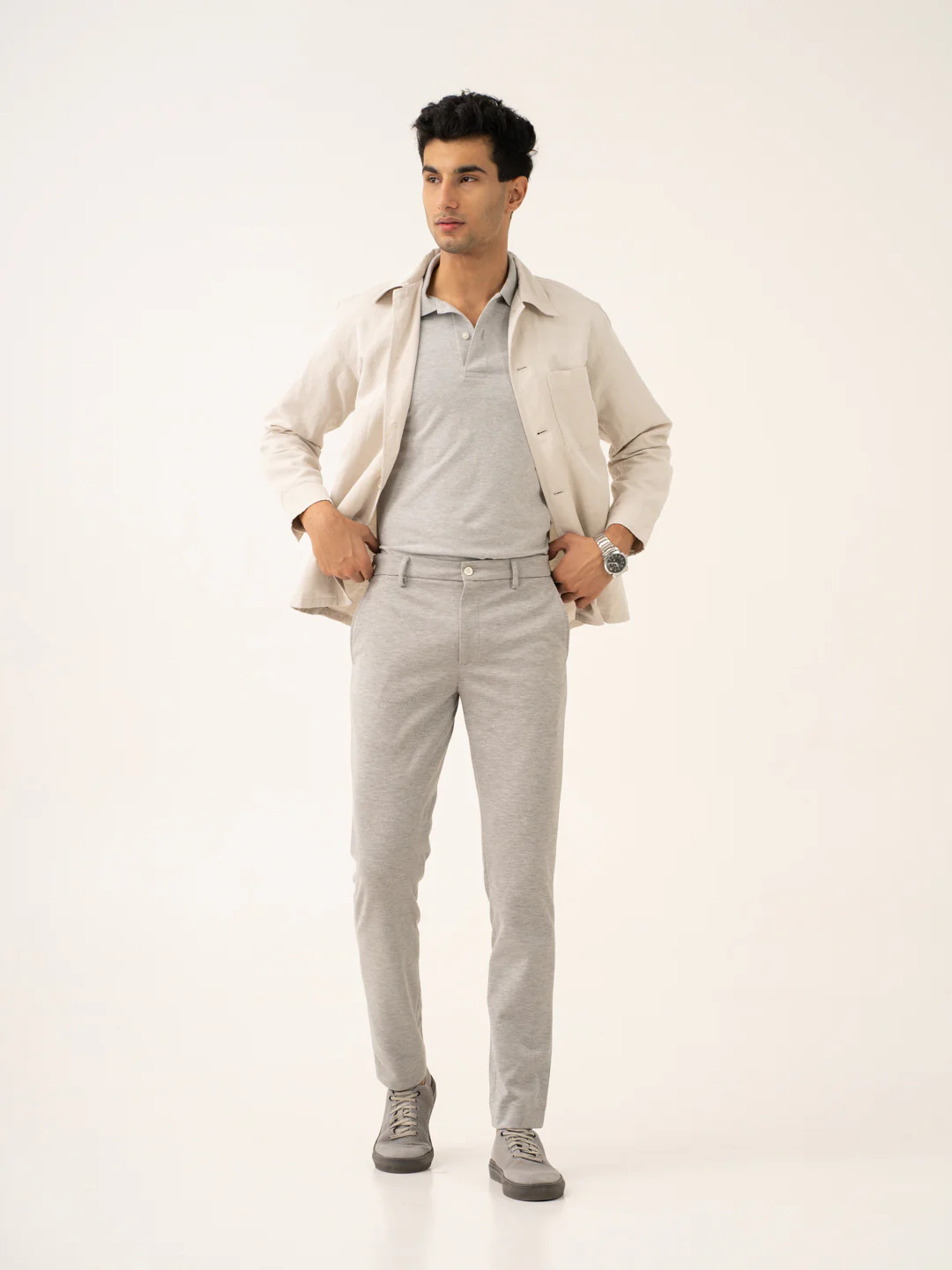 Neural Grey Twill Power-Stretch Pants - Image 12