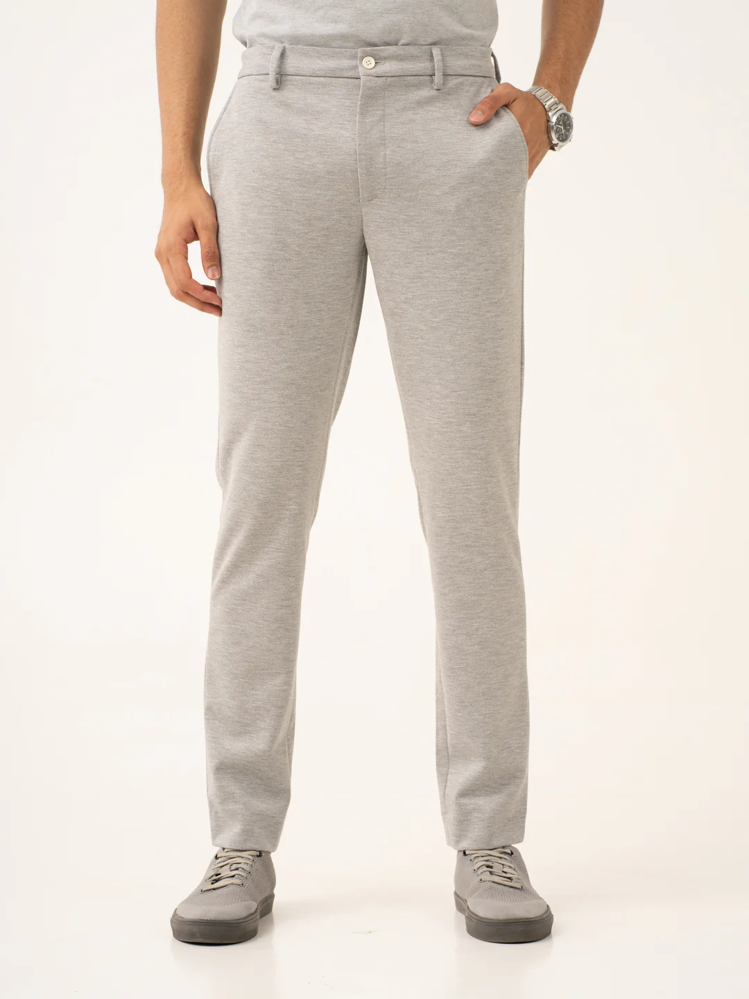 Neural Grey Twill Power-Stretch Pants - Image 5