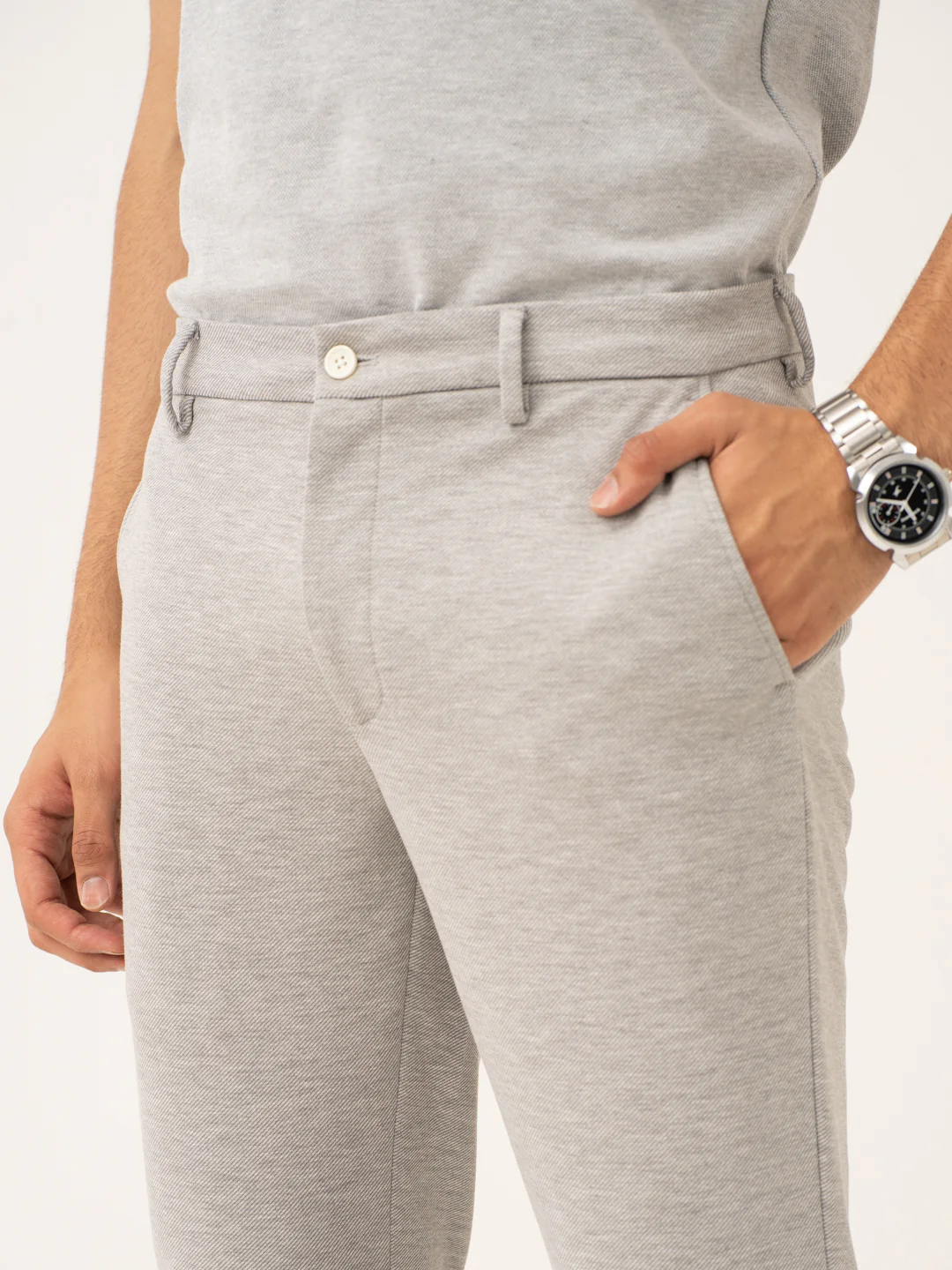Neural Grey Twill Power-Stretch Pants - Image 9