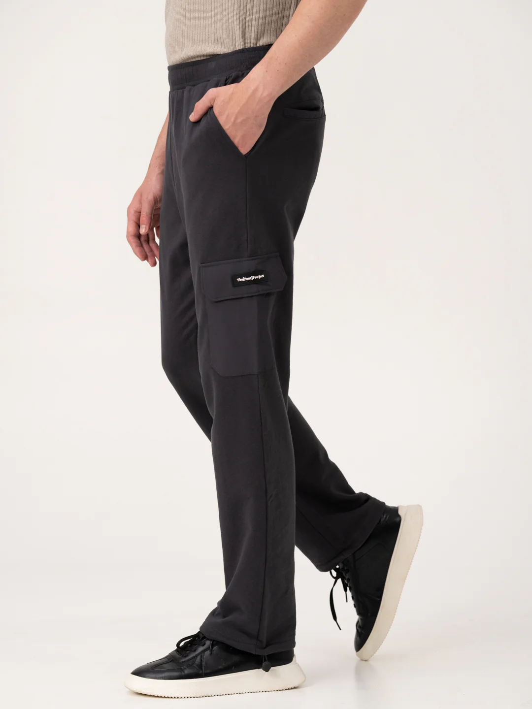 Neutral Grey Relaxed Fit Cargo Sweatpants
