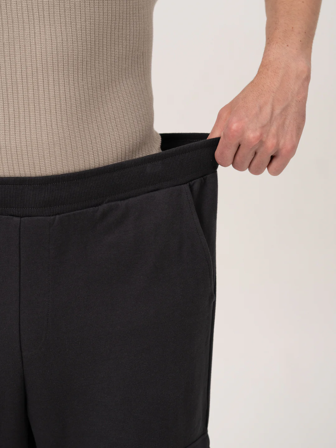 Neutral Grey Relaxed Fit Cargo Sweatpants - Image 4