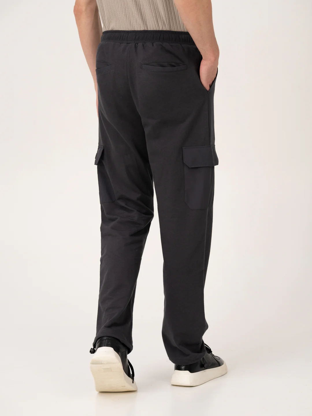 Neutral Grey Relaxed Fit Cargo Sweatpants - Image 7