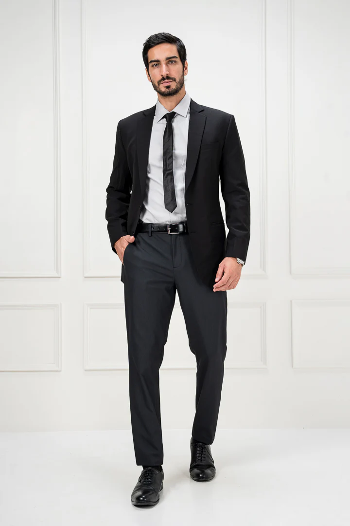 New York Black Micro Checks Stretch Pants - Image 4