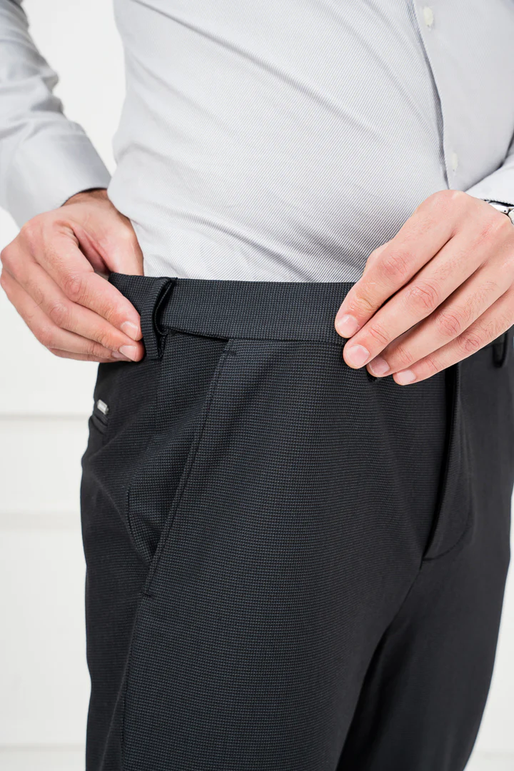New York Black Micro Checks Stretch Pants - Image 5