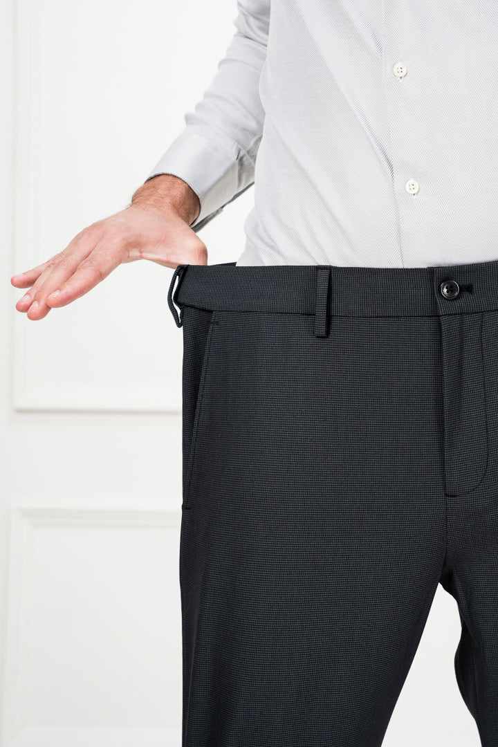 New York Black Micro Checks Stretch Pants - Image 6