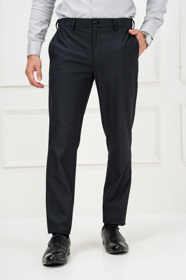 New York Black Micro Checks Stretch Pants - Image 7