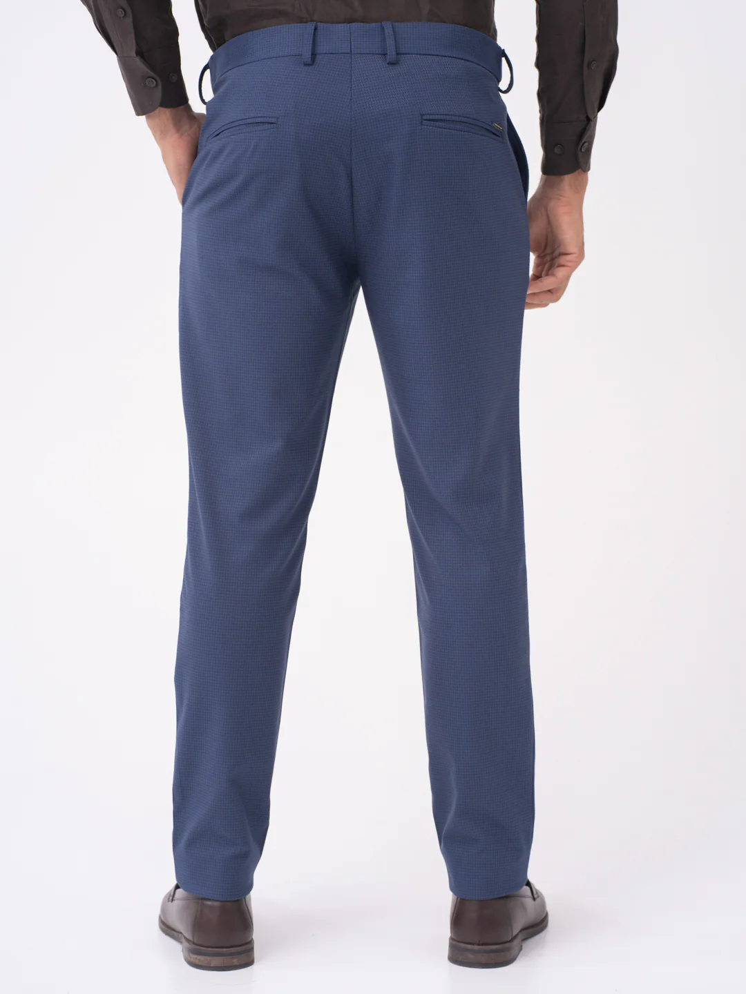 Nightingale Navy Textured Slim Fit Stretch Formal Pants - Image 6