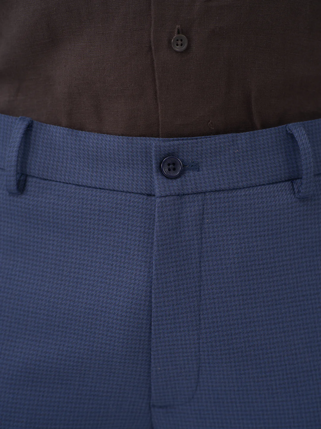 Nightingale Navy Textured Slim Fit Stretch Formal Pants - Image 9