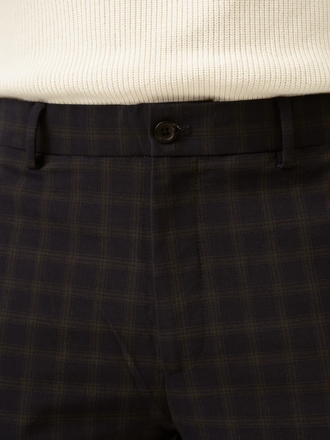 Nightlife Navy Checks Merino Wool Pants - Image 10