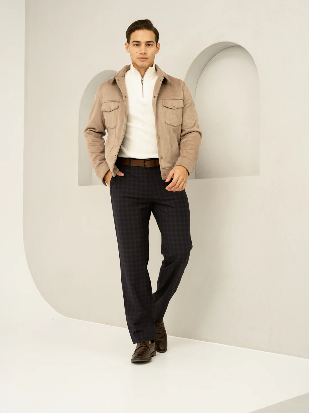 Nightlife Navy Checks Merino Wool Pants - Image 9