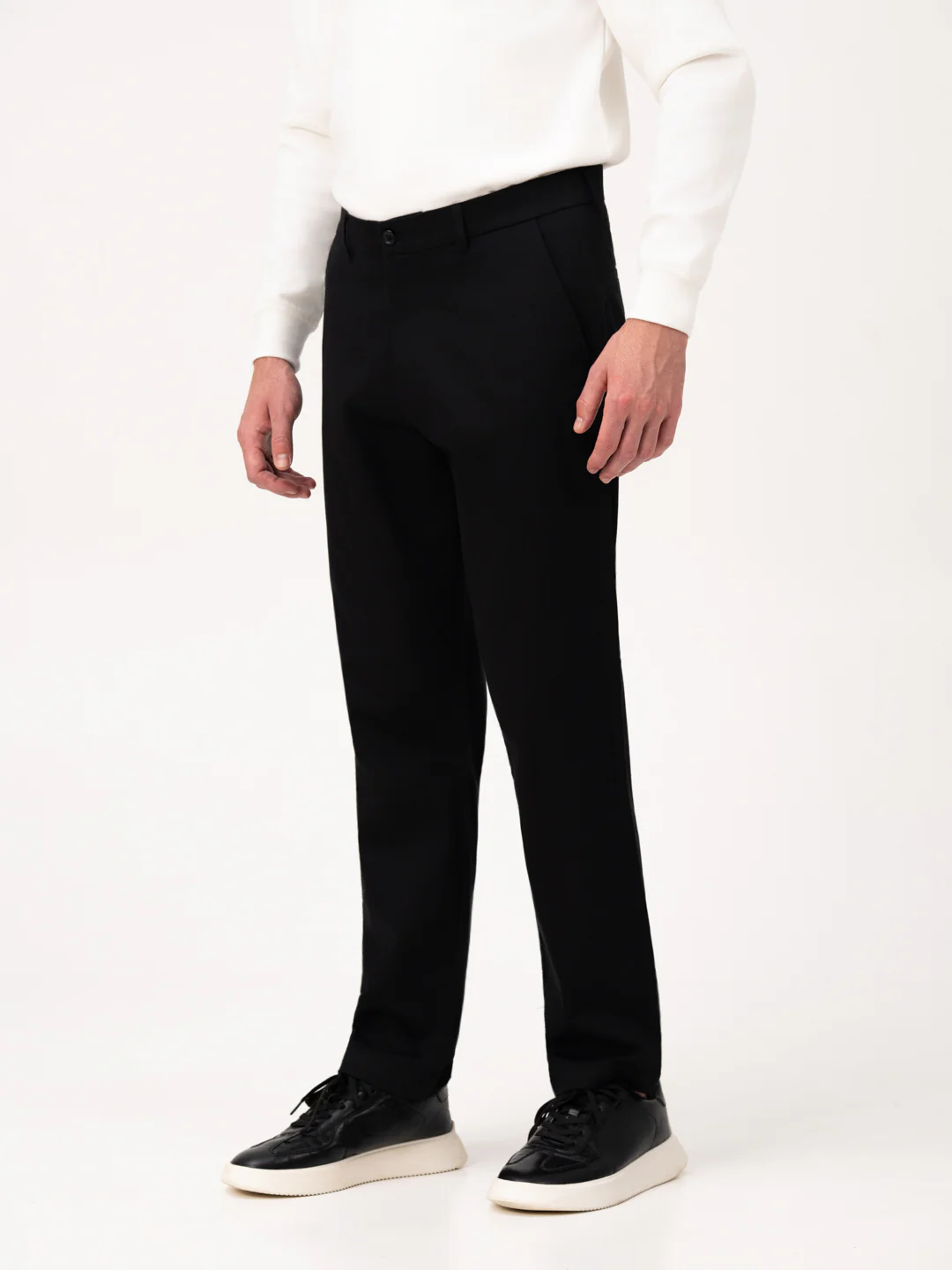 Noctara Black Relaxed Fit Stretch Chinos for Men - Image 10