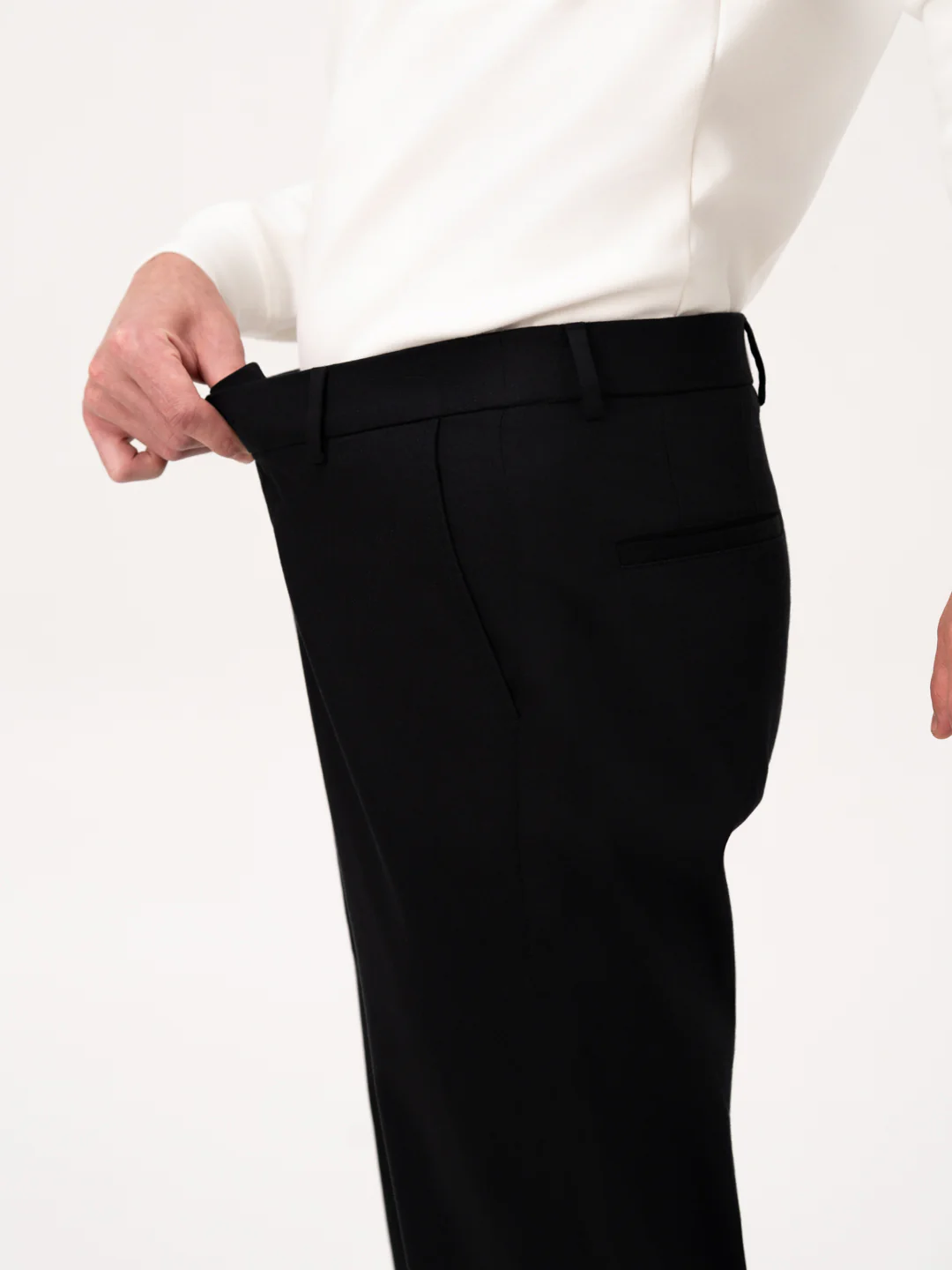 Noctara Black Relaxed Fit Stretch Chinos for Men - Image 6
