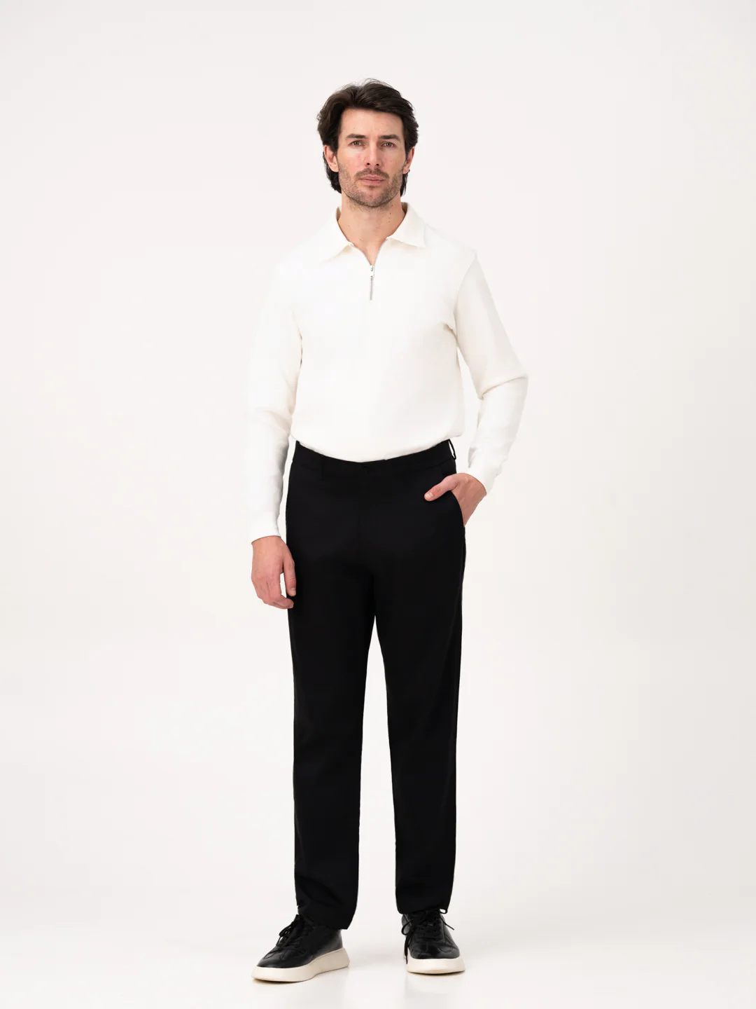 Noctara Black Relaxed Fit Stretch Chinos for Men - Image 9