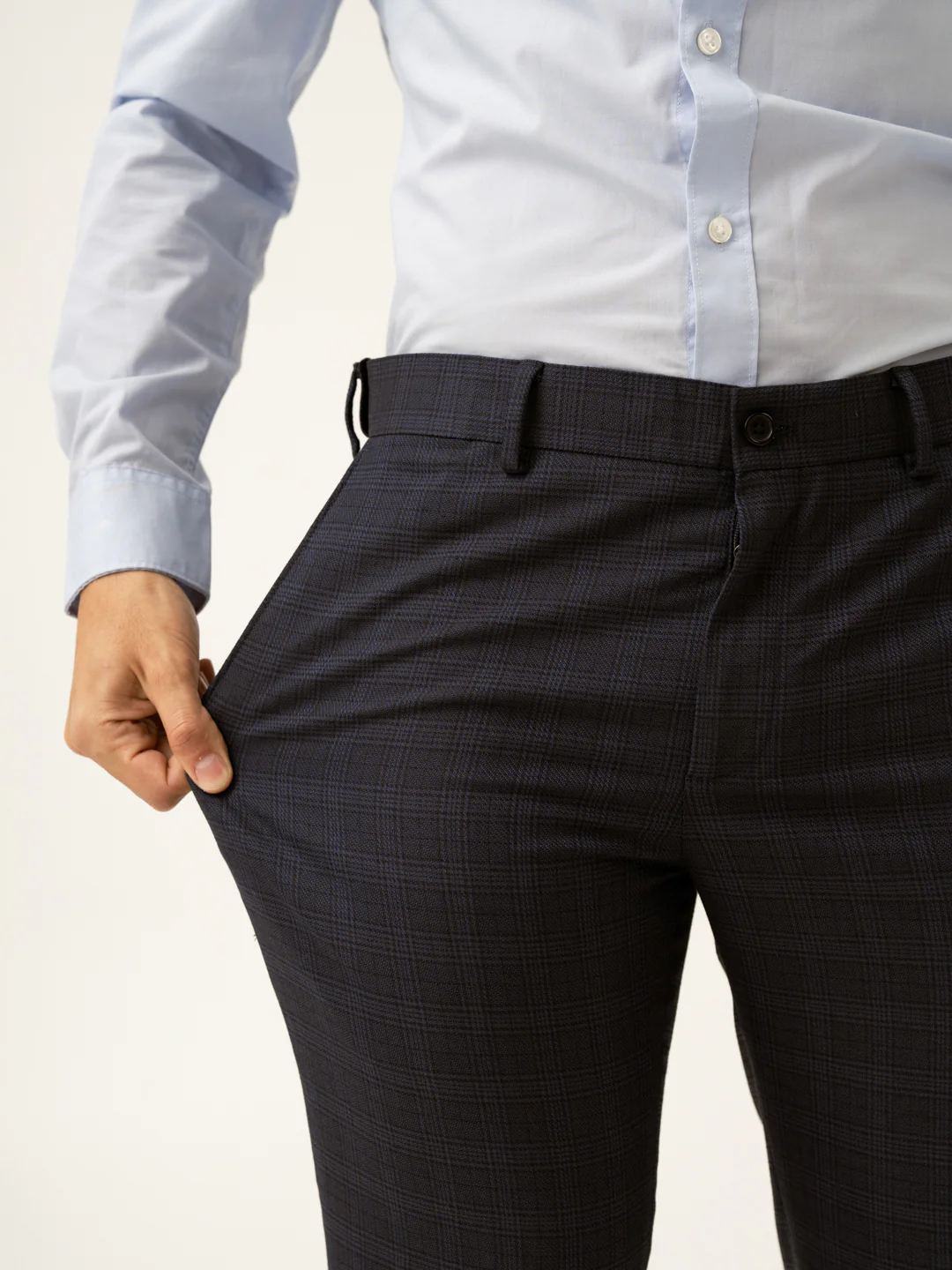 Nocturnal Navy Checks Formal Pants - Image 3