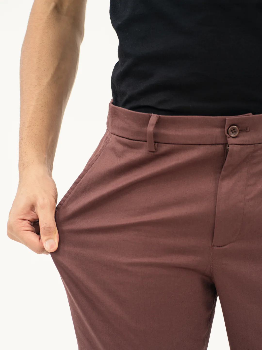 Nodrip Brown Slim Fit Stretch Chinos - Image 3