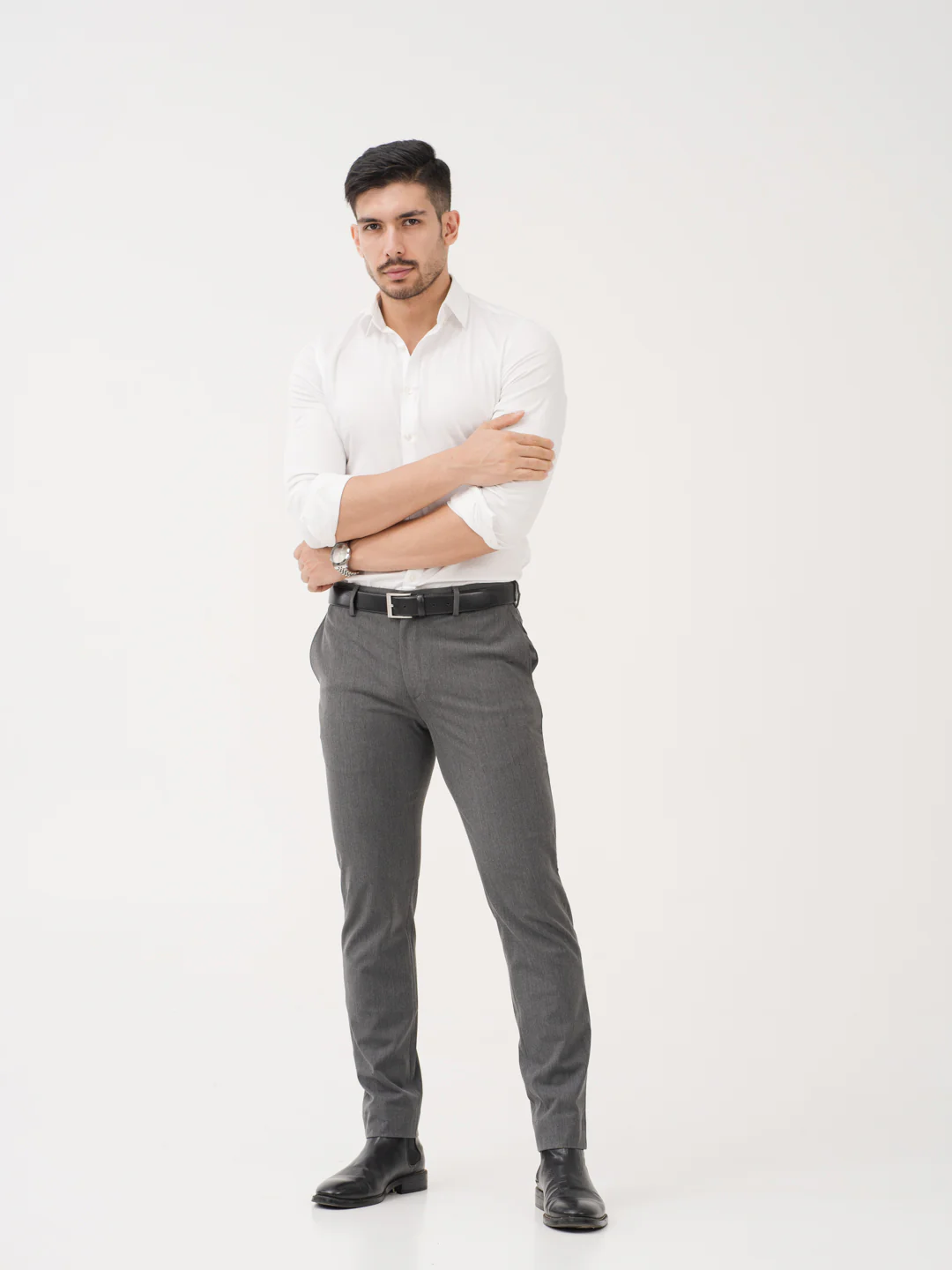 Noir Grey Twill Luxury Stretch Pants - Image 2