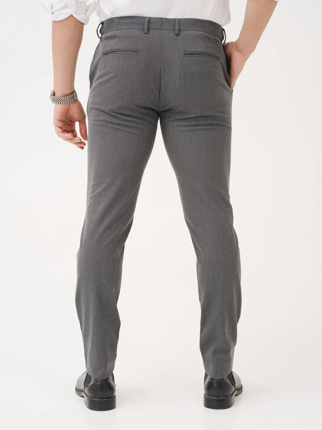 Noir Grey Twill Luxury Stretch Pants - Image 6