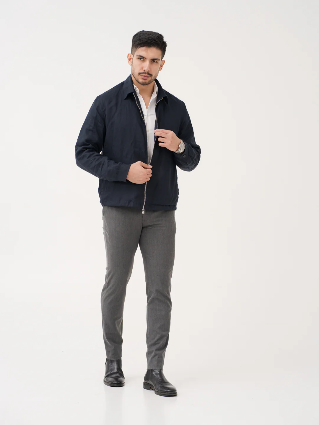 Noir Grey Twill Luxury Stretch Pants - Image 7