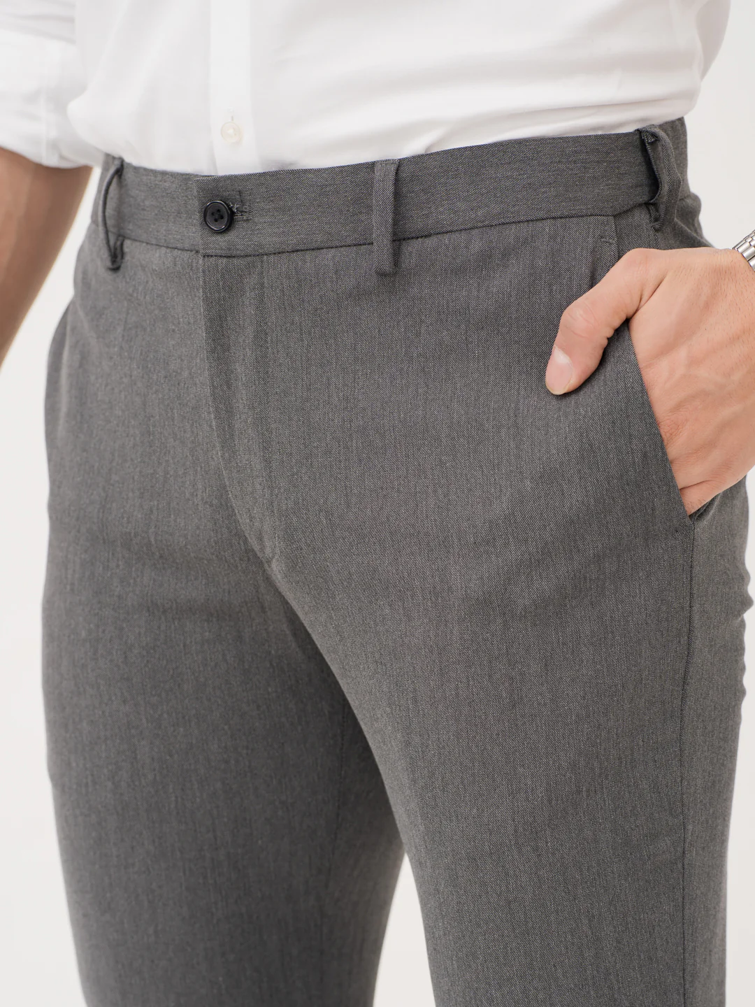 Noir Grey Twill Luxury Stretch Pants - Image 8