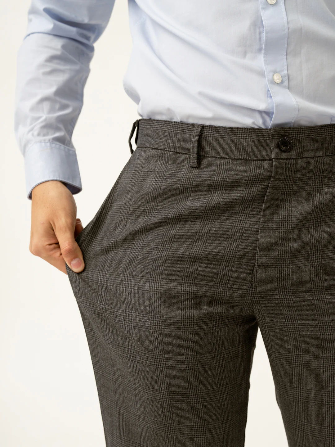 Nostalgia Grey Checks Merino Wool Pants - Image 3