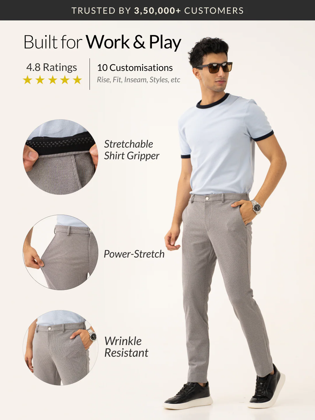 Orbit Black Houndstooth Power-Stretch Pants - Image 2