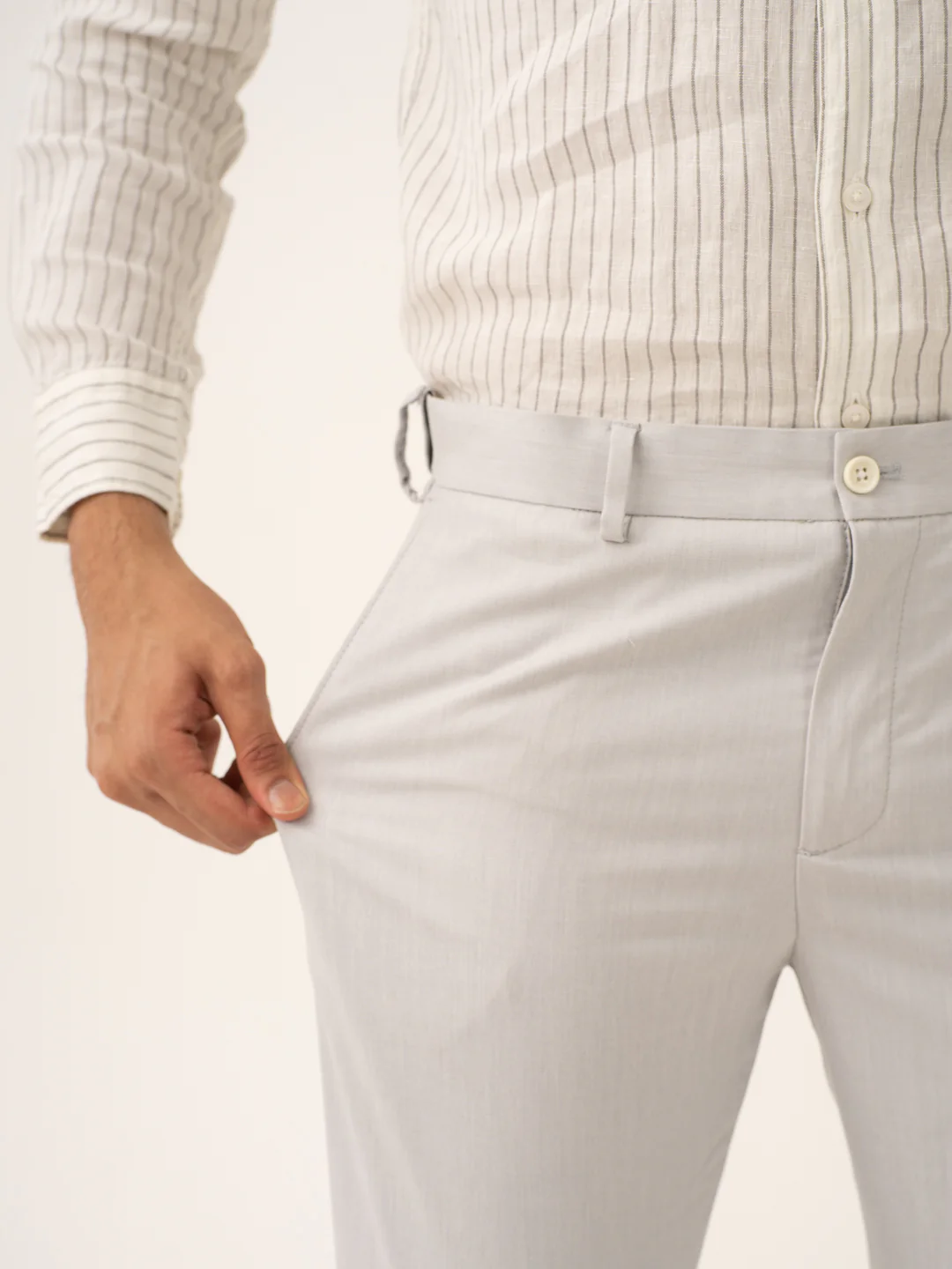 Orion Grey Twill Stretch Formal Pants - Image 4