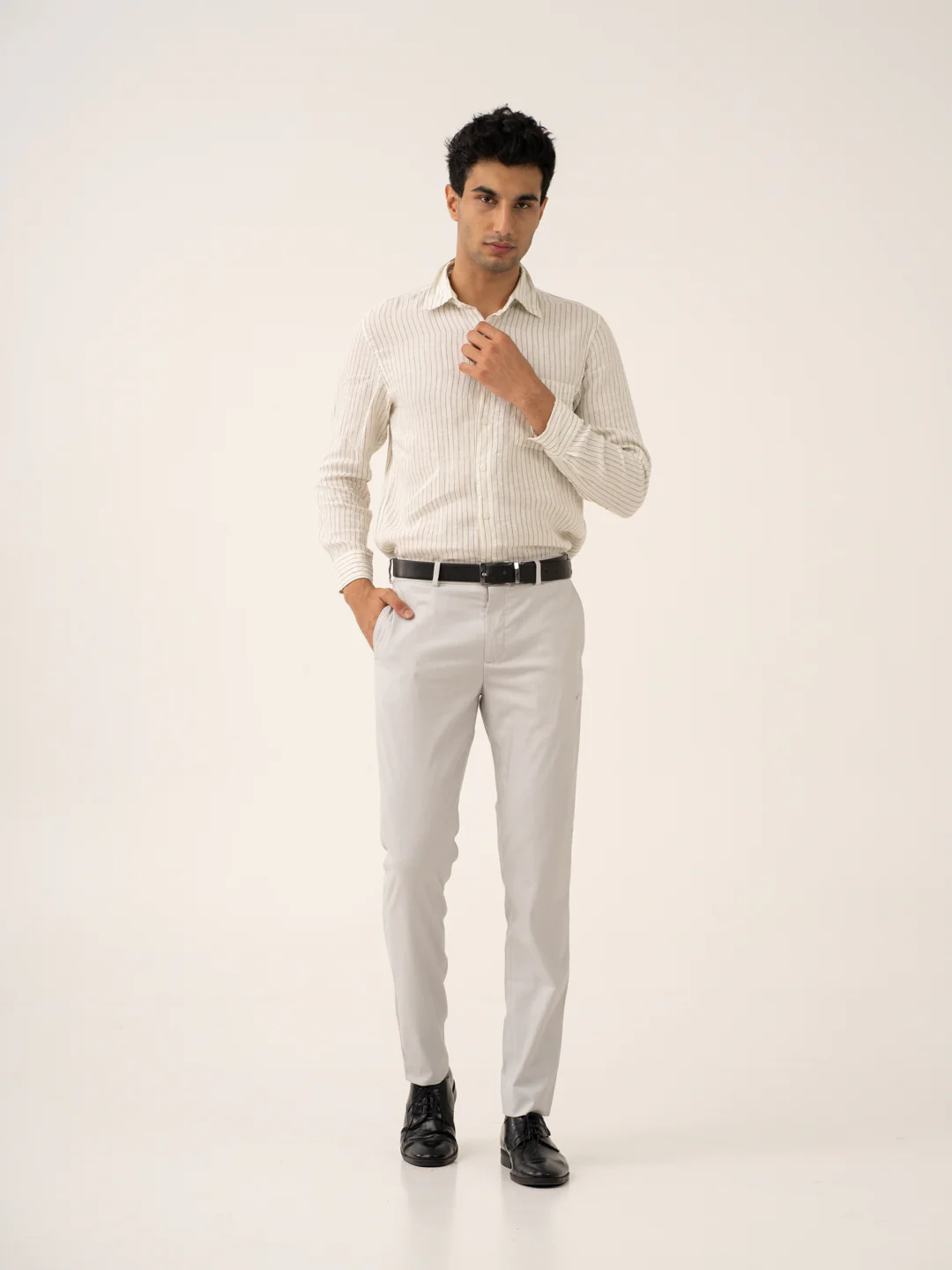 Orion Grey Twill Stretch Formal Pants - Image 8