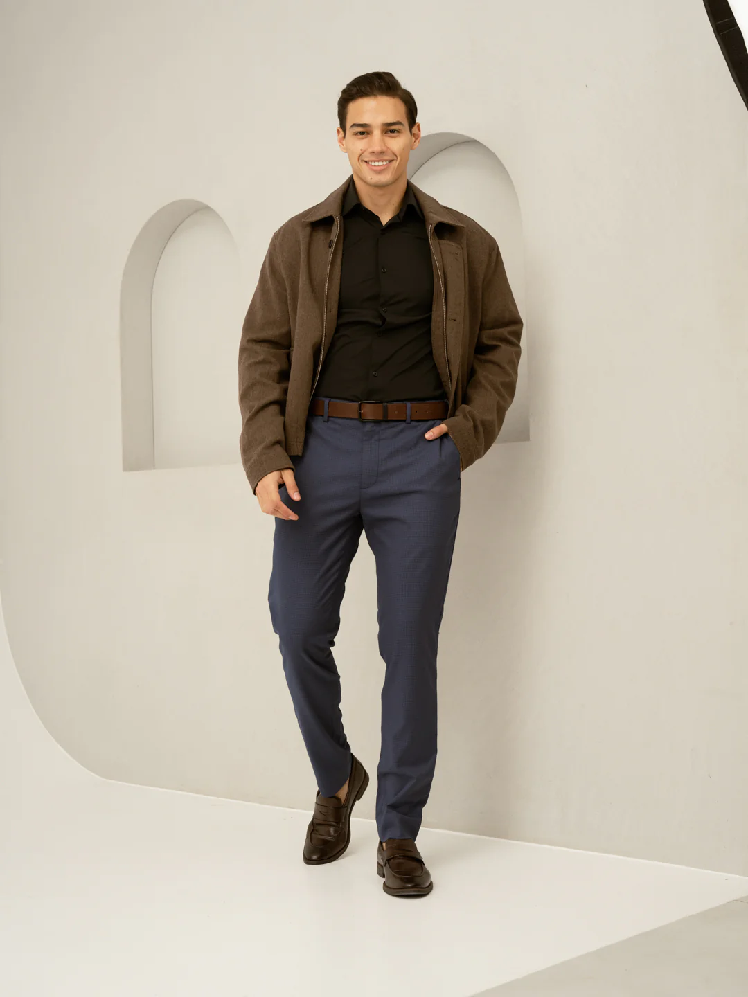 Osaka Navy Textured Formal Pants - Image 11