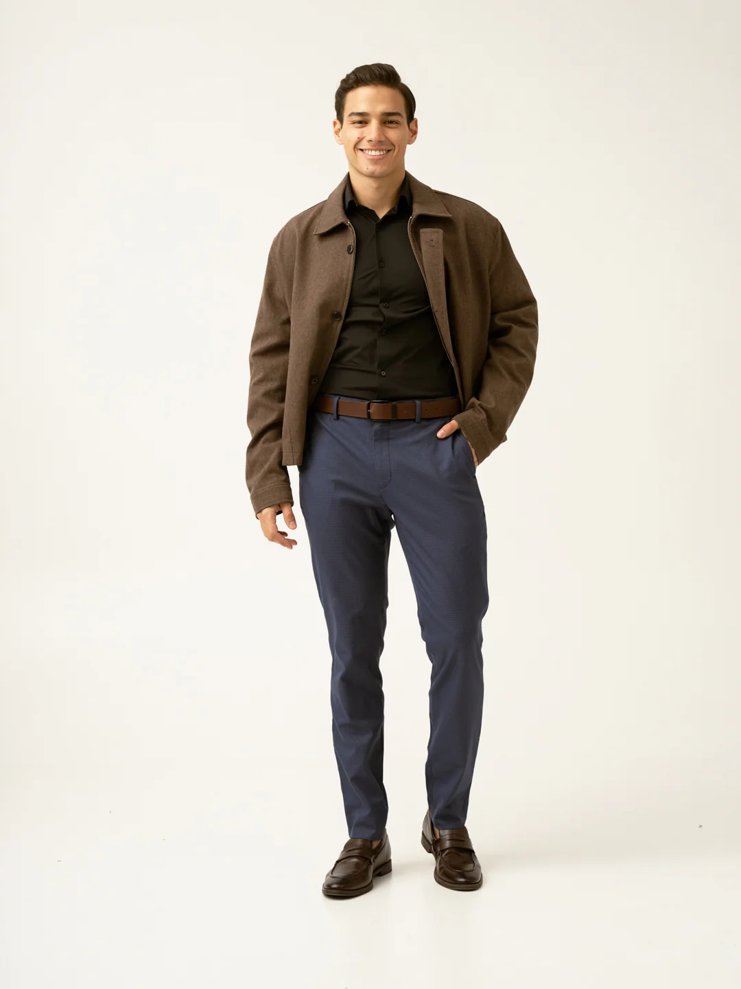 Osaka Navy Textured Formal Pants - Image 13
