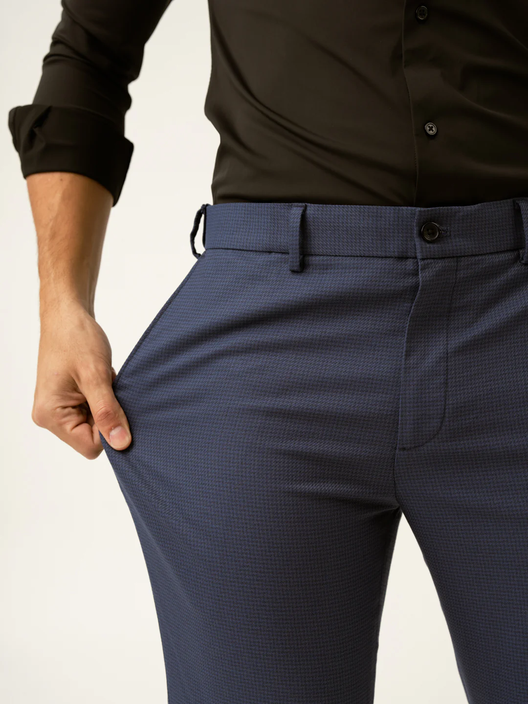 Osaka Navy Textured Formal Pants - Image 3