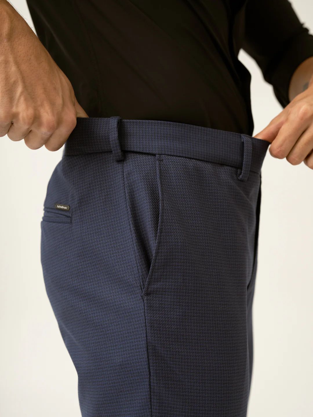 Osaka Navy Textured Formal Pants - Image 4