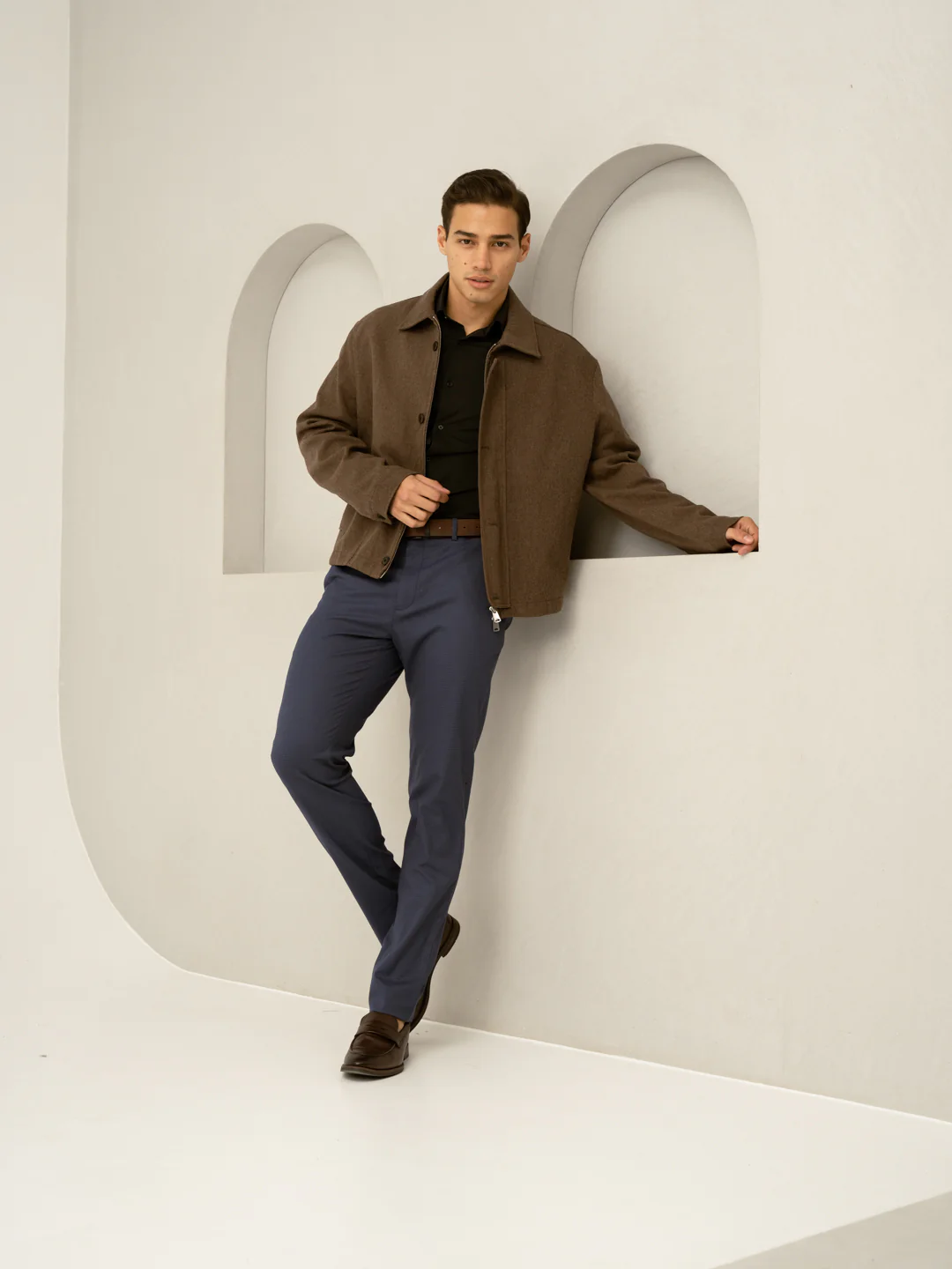 Osaka Navy Textured Formal Pants - Image 5