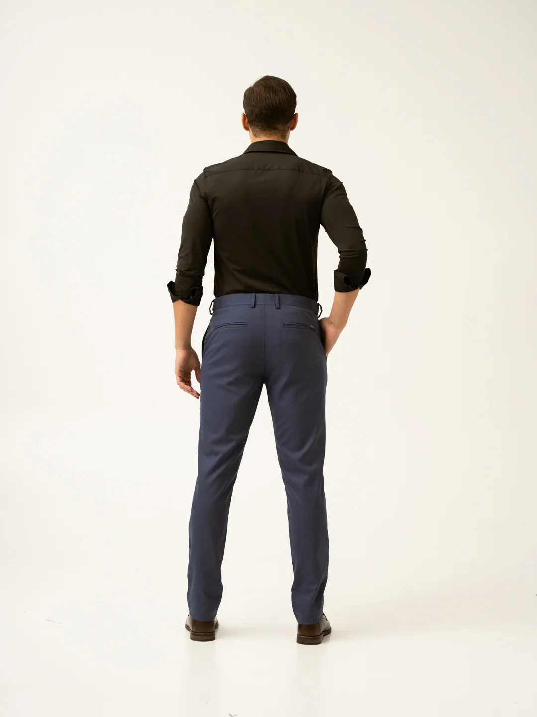 Osaka Navy Textured Formal Pants - Image 6